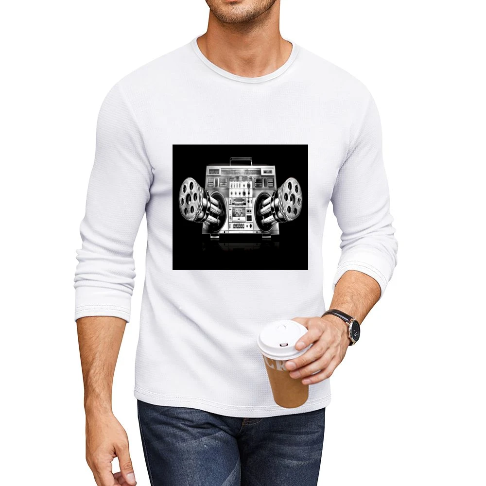 Ghetto Blaster Tshirt Men CrewNeck Long Sleeve T-Shirt
