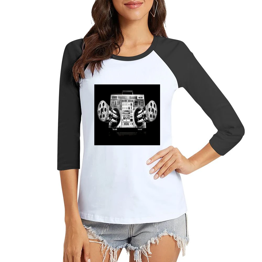 Ghetto Blaster Tshirt Women Ladies 3-4 Sleeve T-Shirt