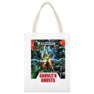 Ghouls N Ghosts Sega Genesis Old School Retro Video Game Fan Distresse White Canvas Tote Shopping Bag