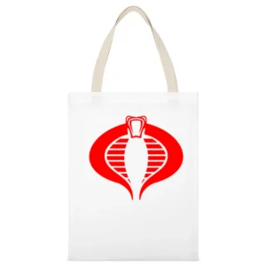 Gi Joe Cobra Commander 80s Geek Nerd Graphic White Canvas Tote Shopping Bag