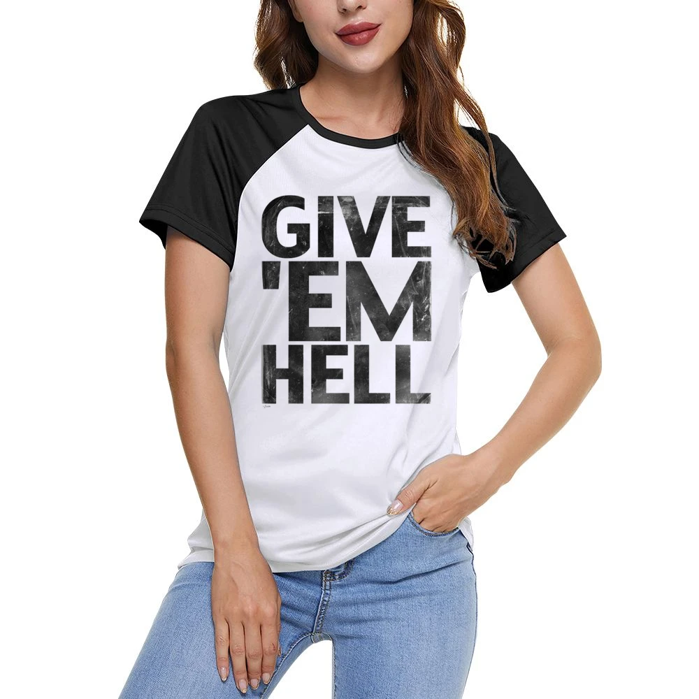 Give Em Hell Cool Fun Grunge Music Graphic Band Women Ladies Short Sleeve T-Shirt