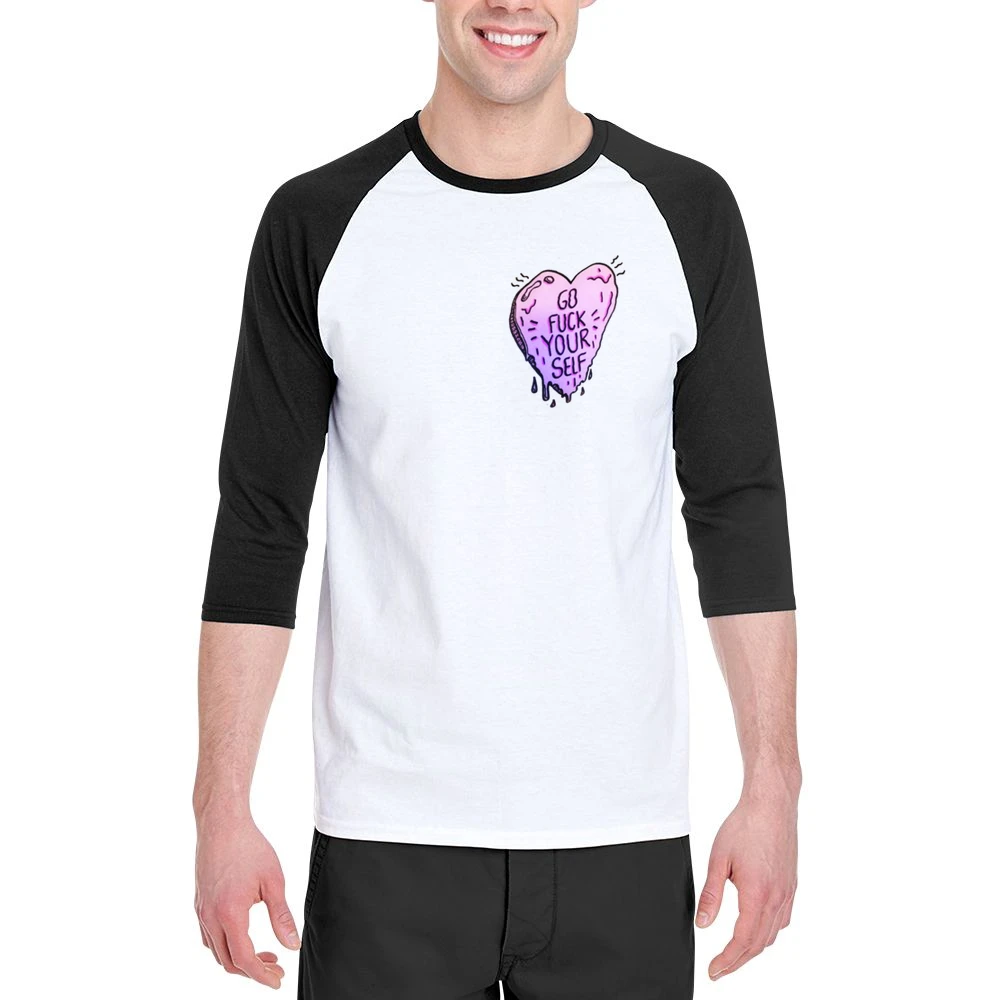 Go Fuck Your Self Heart Fun Popular Graphic Tee Shirt Men 3/4 Sleeve T-Shirt