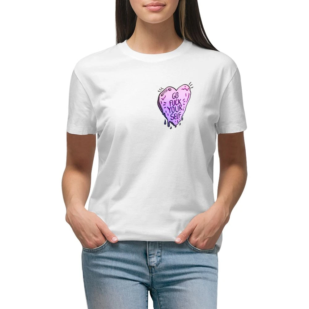 Go Fuck Your Self Heart Fun Popular Graphic Tee Shirt Premium Women Ladies T-shirt