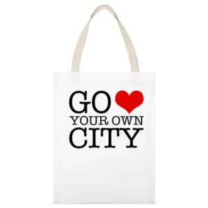 Go Heart Your Own City Funny Love Parody Graphic Tee Shirt White Canvas Tote Shopping Bag