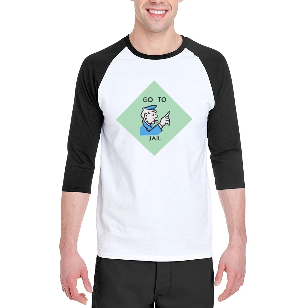 Go To Jail Funny Classic Monopoly Game Board Graphic Retro Tee Shirt Men 3/4 Sleeve T-Shirt