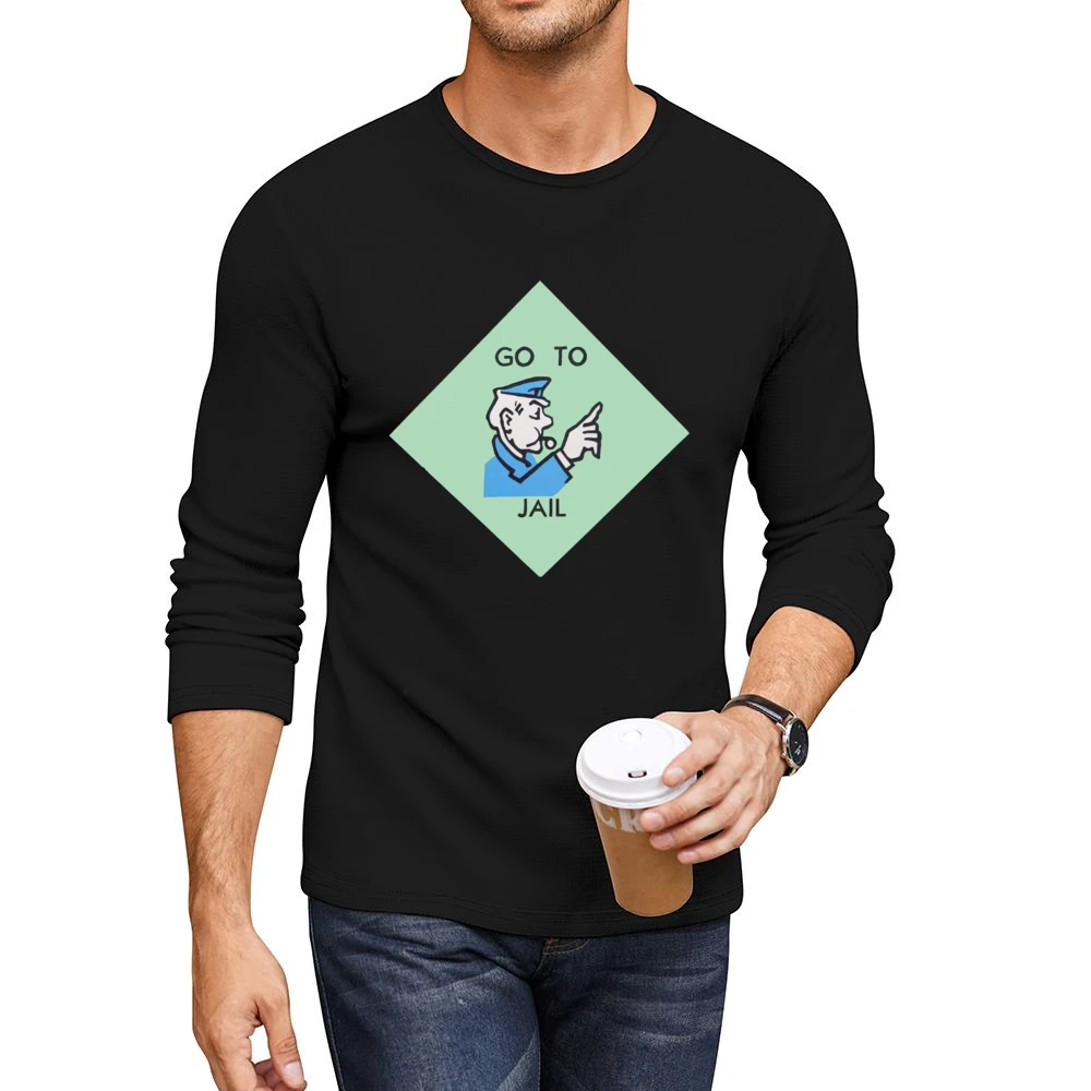 Go To Jail Funny Classic Monopoly Game Board Graphic Retro Tee Shirt Men CrewNeck Long Sleeve T-Shirt
