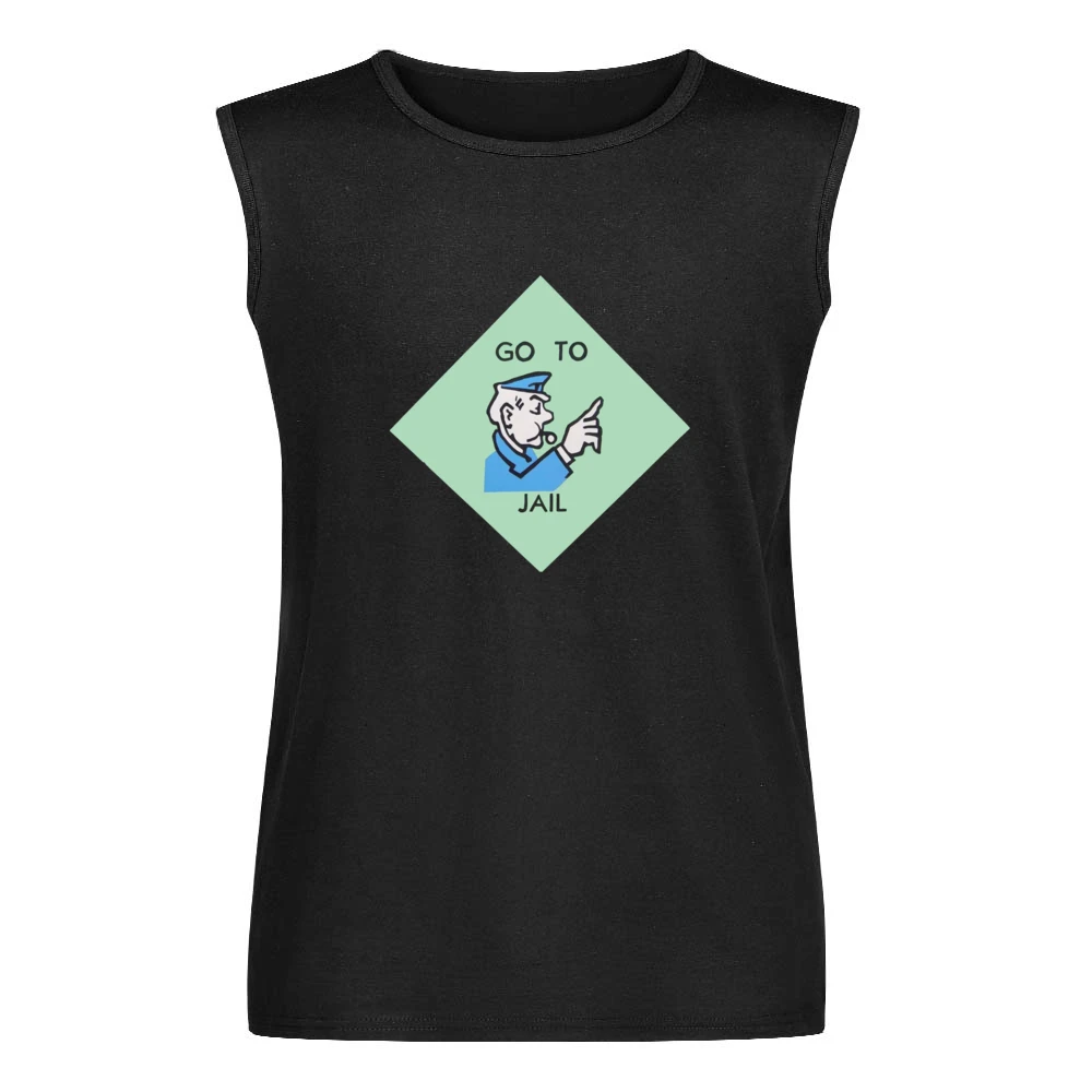 Go To Jail Funny Classic Monopoly Game Board Graphic Retro Tee Shirt Men Sleeveless T-Shirt