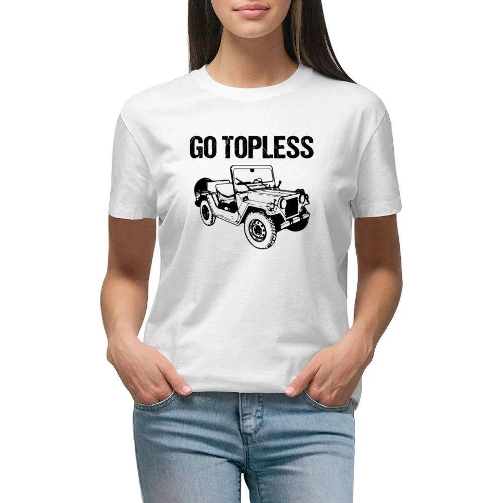 Go Topless Funny Jeep Wrangler TJ Car Premium Women Ladies T-shirt