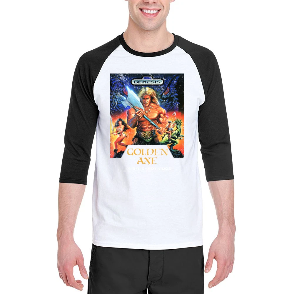 Golden Axe Sega Genesis Old School Retro Video Game Fan Distressed T S Men 3/4 Sleeve T-Shirt