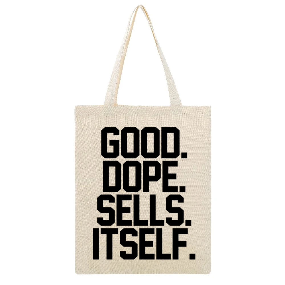 Good Dope Sells Itself Cool Urban Hip Hop Rap Music Producer Waajeed D Beige Canvas Tote Shopping Bag