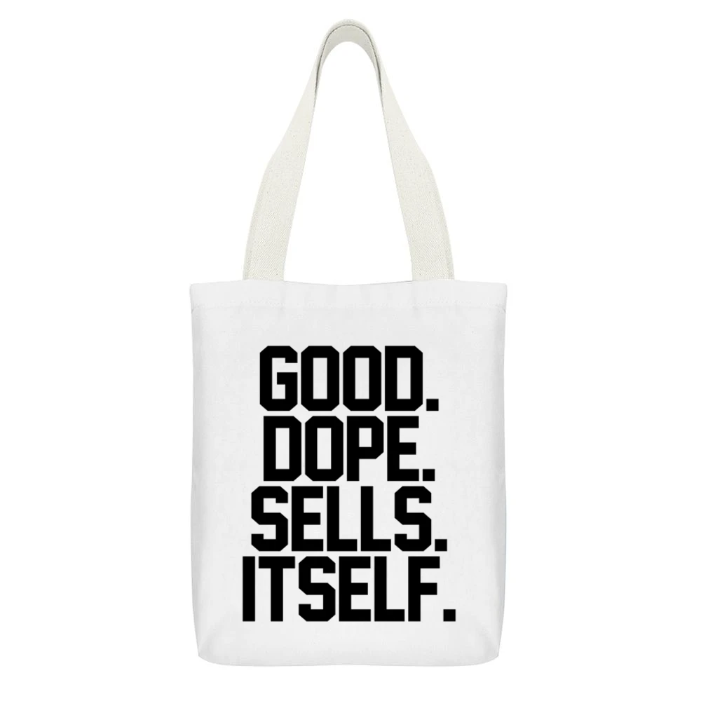Good Dope Sells Itself Cool Urban Hip Hop Rap Music Producer Waajeed D White Canvas Tote Shopping Bag With Interior Pocket