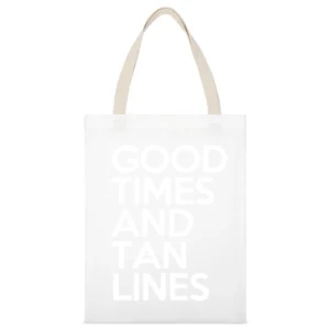 Good Times And Tan Lines Fun Summer Beach Graphic White Canvas Tote Shopping Bag