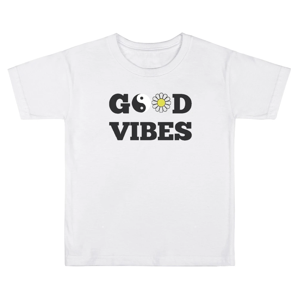 Good Vibes Peace Flower Graphic Tee Shirt Kids Boys Girls T-Shirt