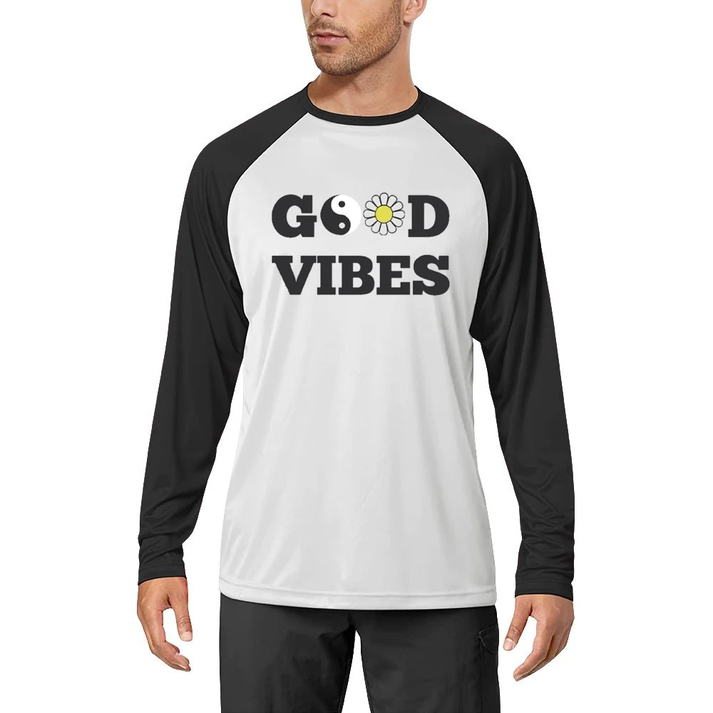 Good Vibes Peace Flower Graphic Tee Shirt Men Long Sleeve T-Shirt
