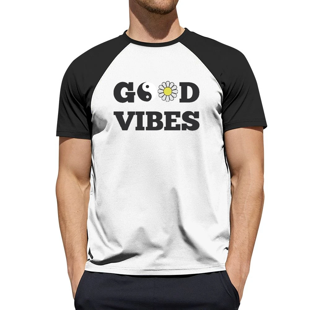 Good Vibes Peace Flower Graphic Tee Shirt Men Short Sleeve T-Shirt