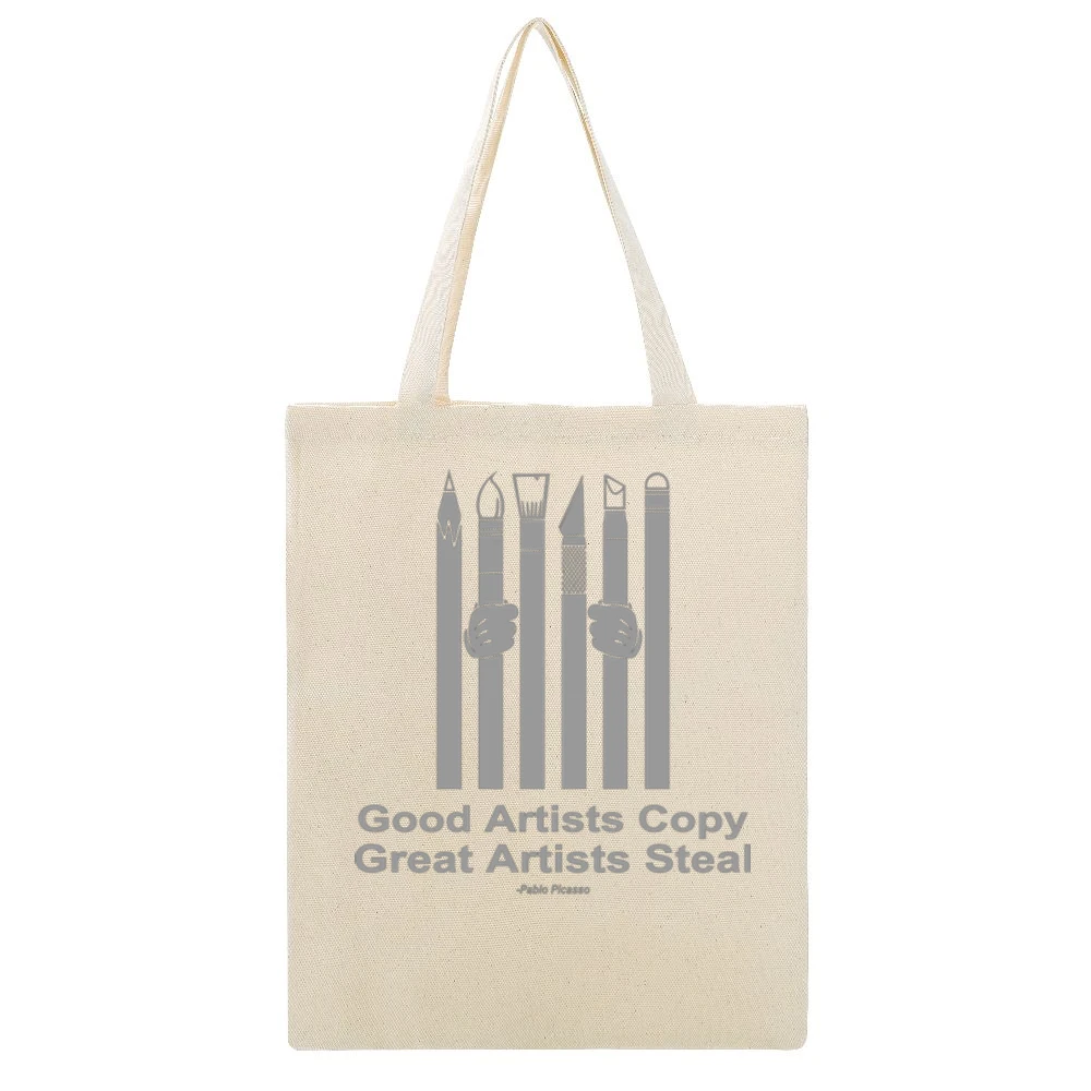 Good artists copy great artist steal - pablo picasso Beige Canvas Tote Shopping Bag