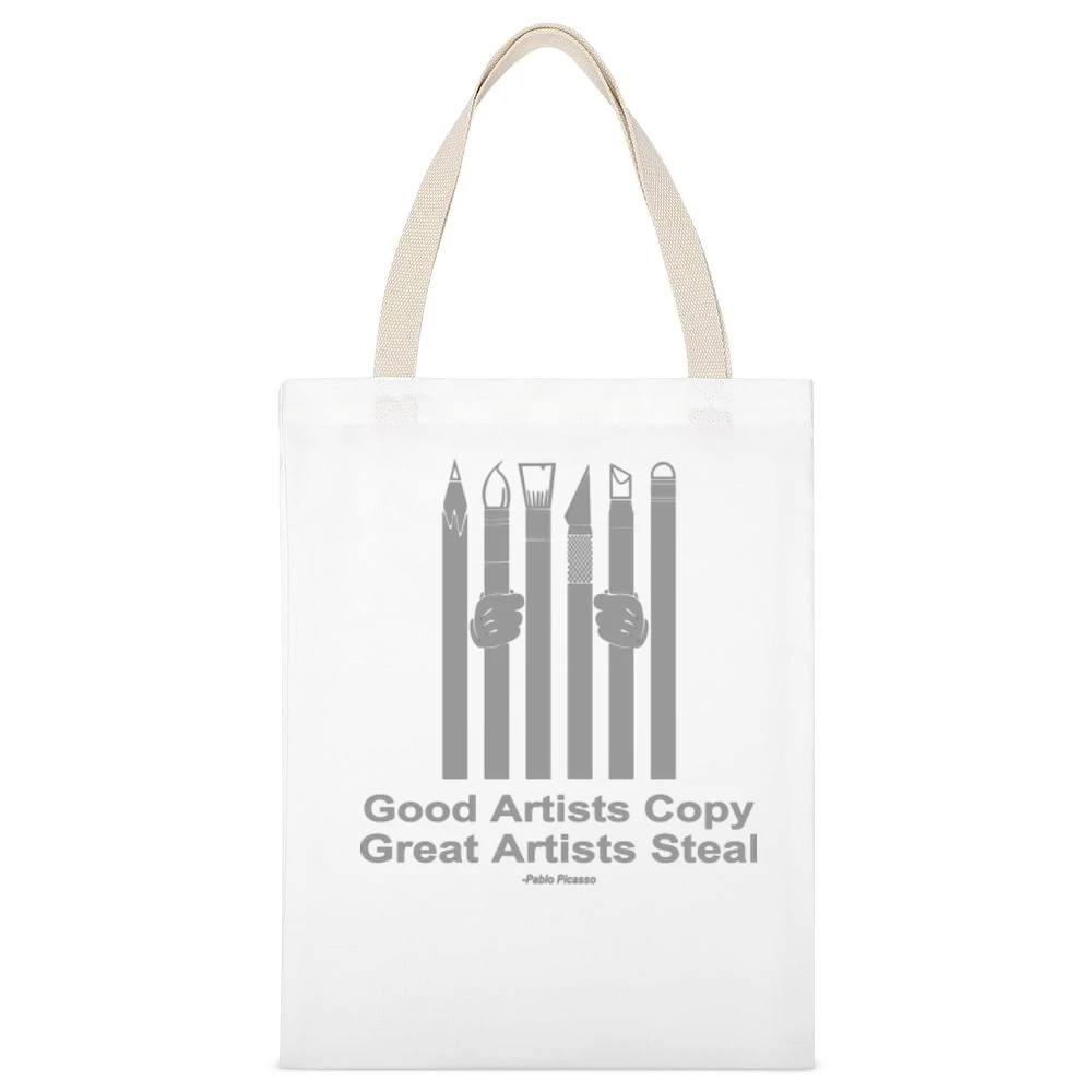 Good artists copy great artist steal - pablo picasso White Canvas Tote Shopping Bag