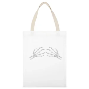 Grabbed by Skeletal skeleton hands fingers White Canvas Tote Shopping Bag