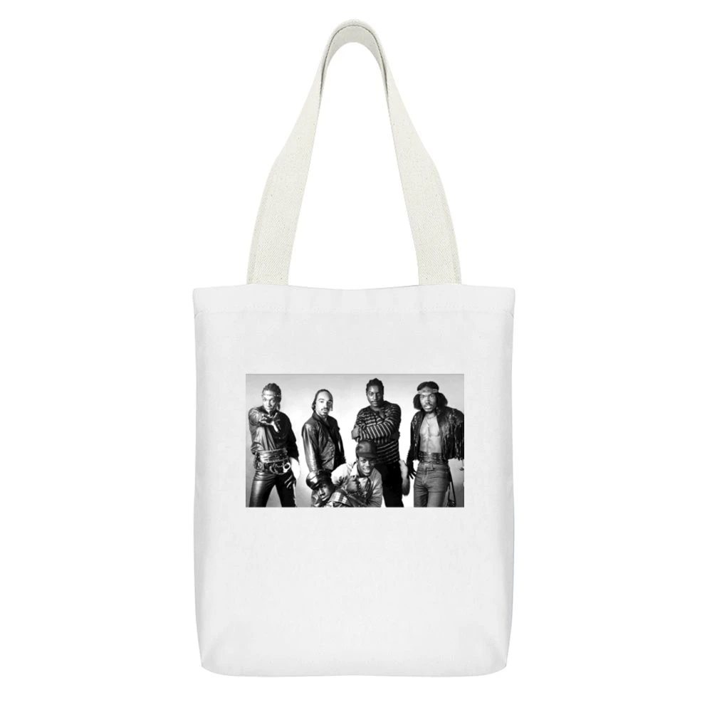 Grand Master Flash Group Tshirt (All Colors Available) White Canvas Tote Shopping Bag With Interior Pocket