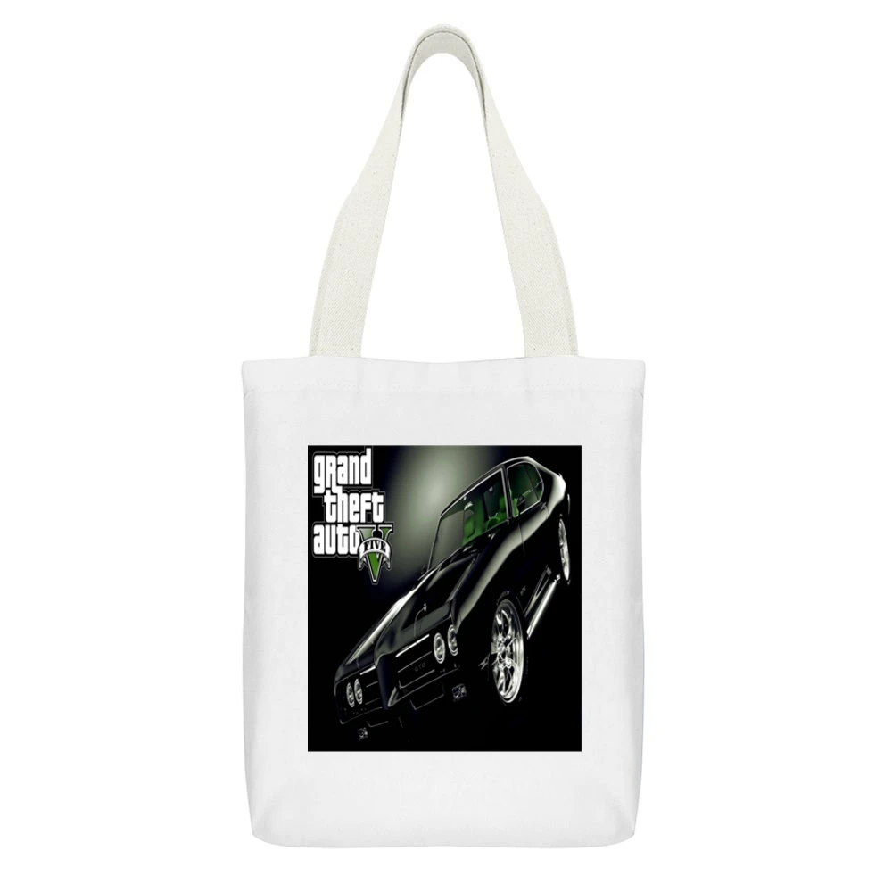 Grand Theft Auto 5 Gta5 Gto Tshirt (all Styles And Colors Available) White Canvas Tote Shopping Bag With Interior Pocket