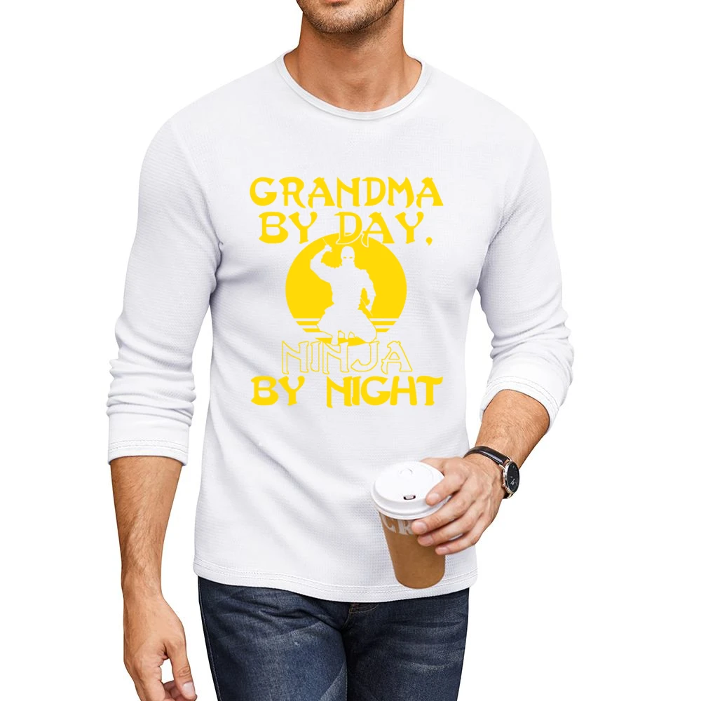 Grandma By Day Ninja By Night Tshirt Men CrewNeck Long Sleeve T-Shirt
