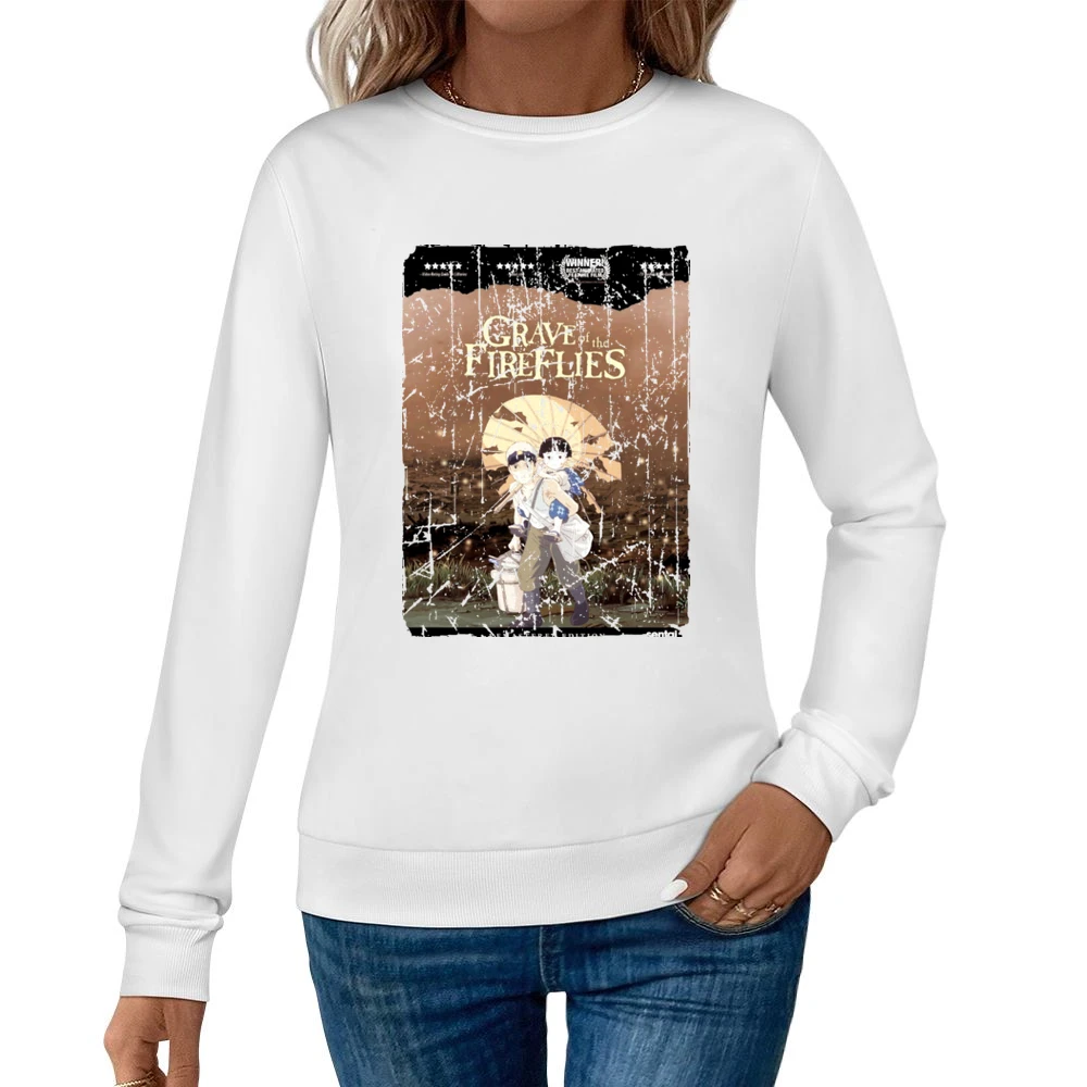 Grave Of The Fireflies Movie Poster Retro Aged Look Women Pullover Sweatshirt