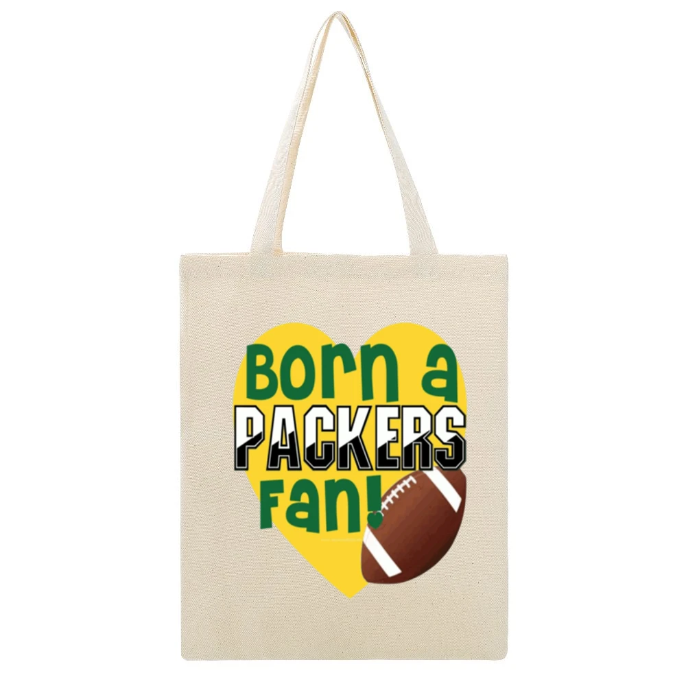 Green Bay Packers Fan Tshirt Beige Canvas Tote Shopping Bag