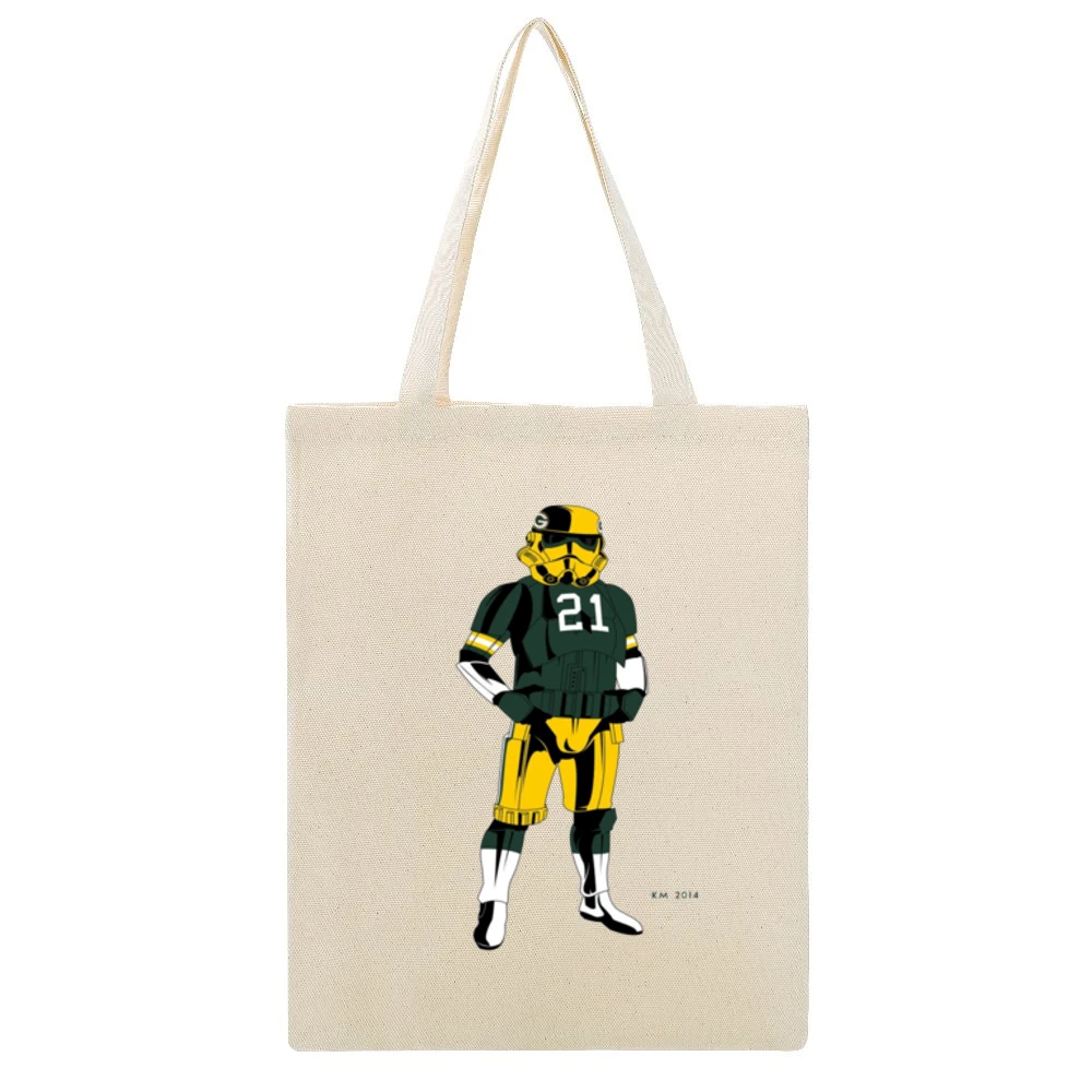 Green Bay Packers Storm Trooper Tshirt Beige Canvas Tote Shopping Bag