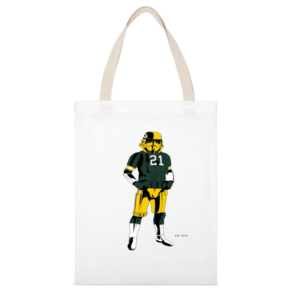 Green Bay Packers Storm Trooper Tshirt White Canvas Tote Shopping Bag