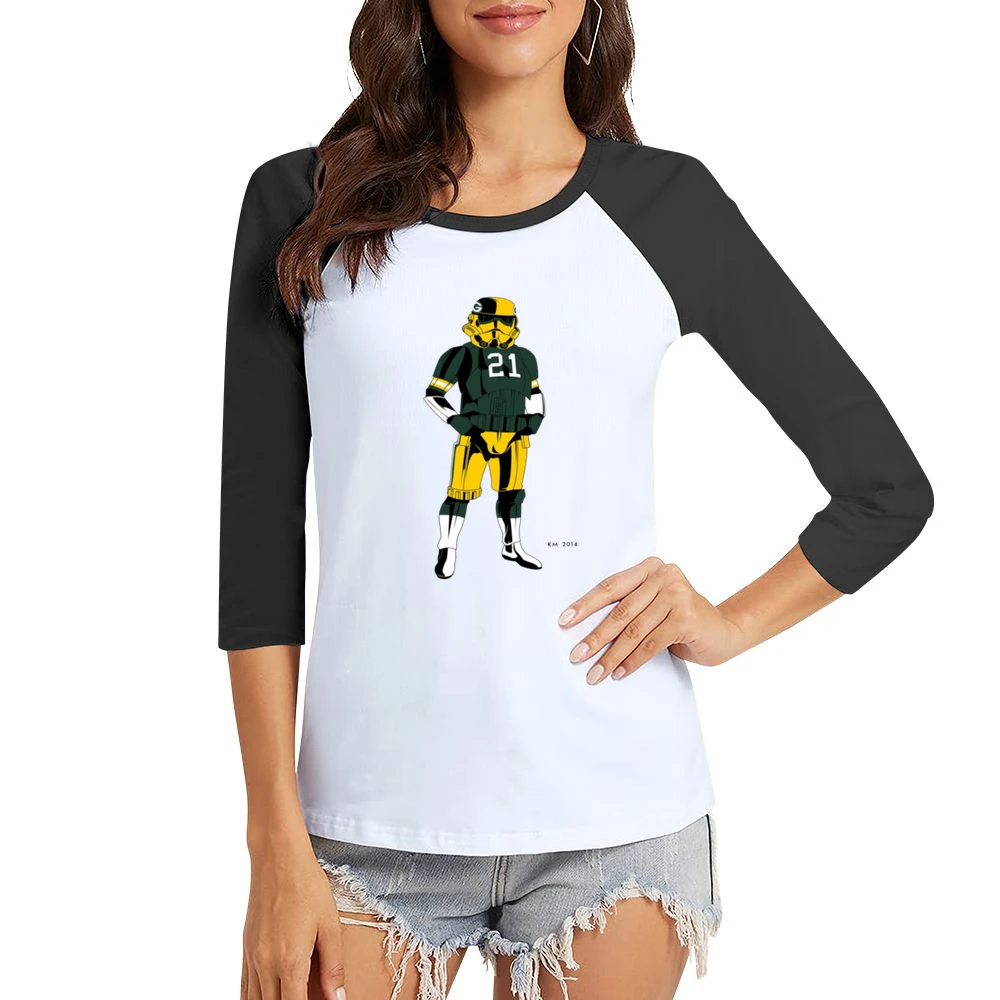 Green Bay Packers Storm Trooper Tshirt Women Ladies 3-4 Sleeve T-Shirt