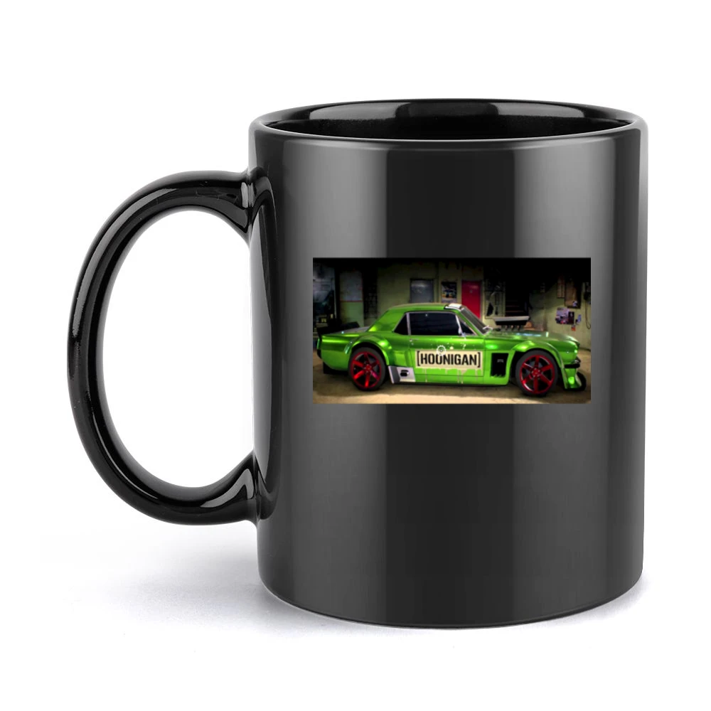 Green Mustang Tshirt Black Mug