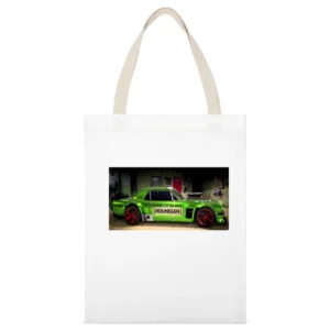 Green Mustang Tshirt White Canvas Tote Shopping Bag