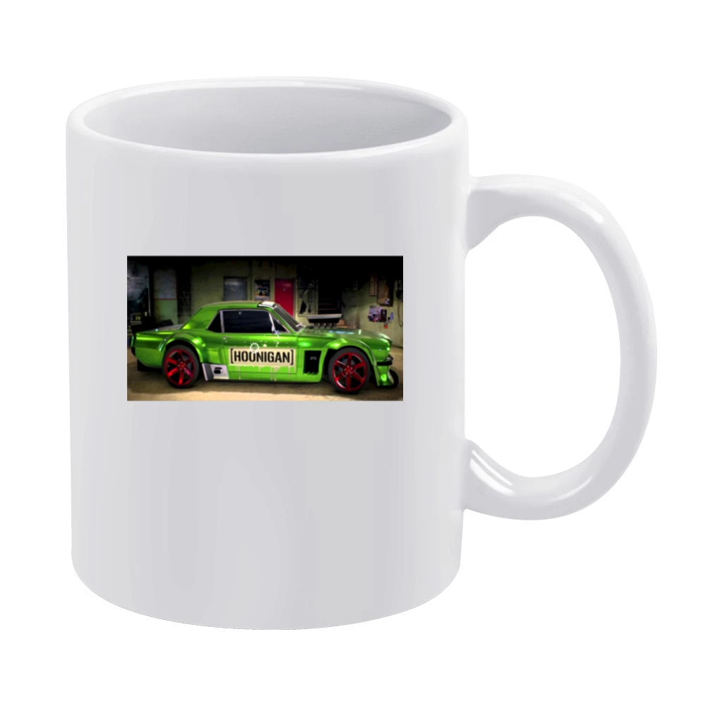 Green Mustang Tshirt White Mug