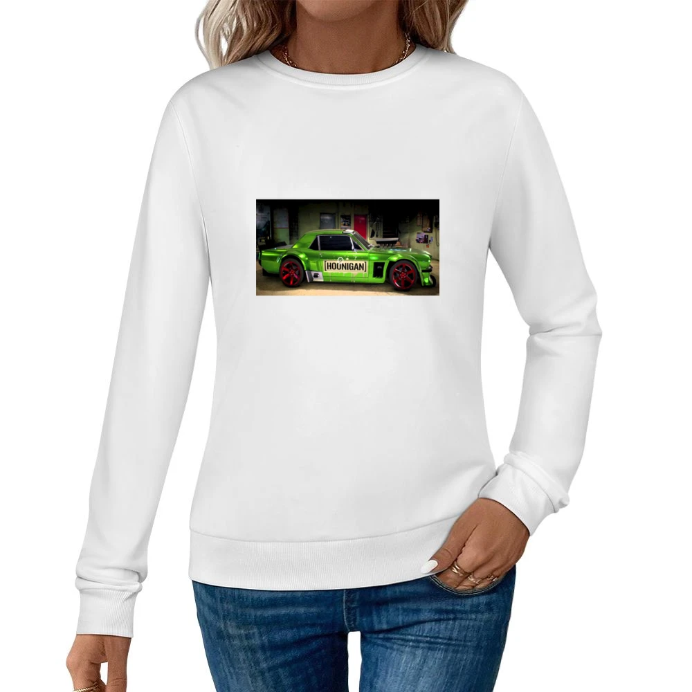 Green Mustang Tshirt Women Pullover Sweatshirt