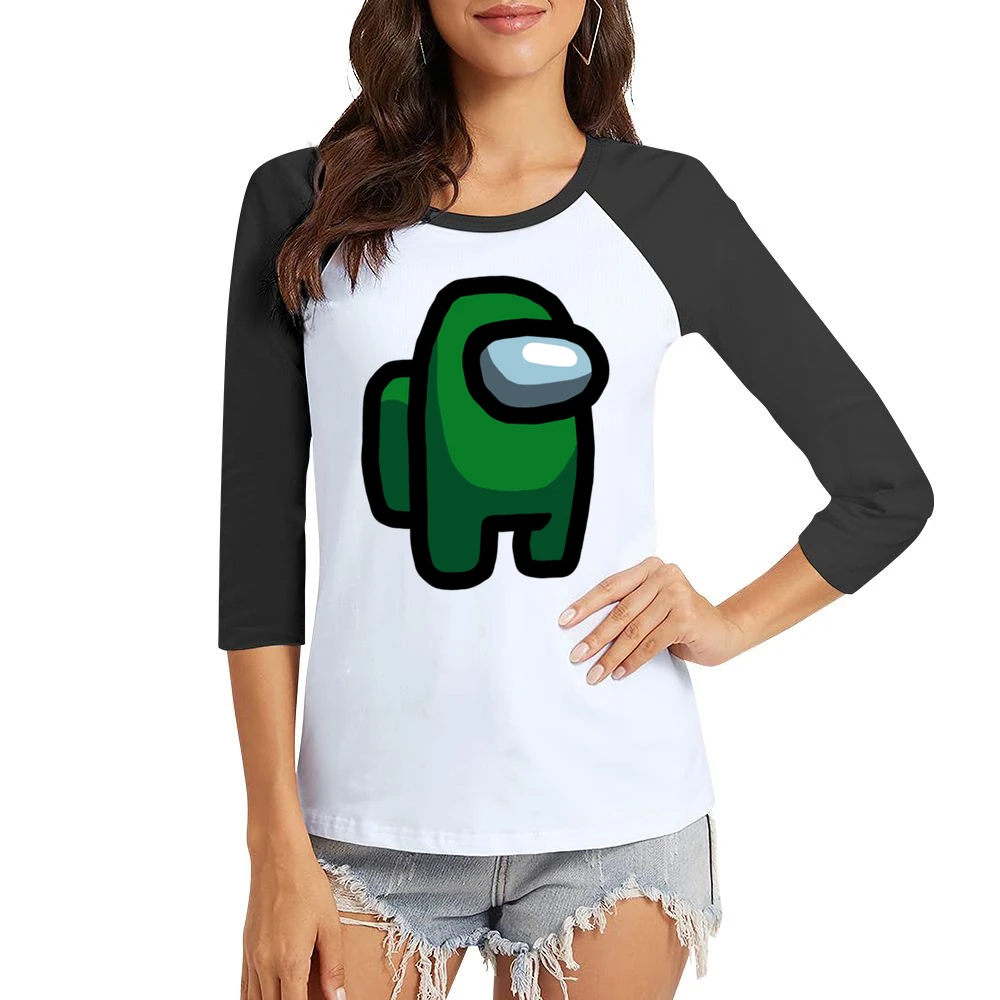 Green Suspect Fun Video Game Fan Women Ladies 3-4 Sleeve T-Shirt