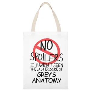 Greys Anatomy No Spoilers Last Episode Tv Funny White Canvas Tote Shopping Bag