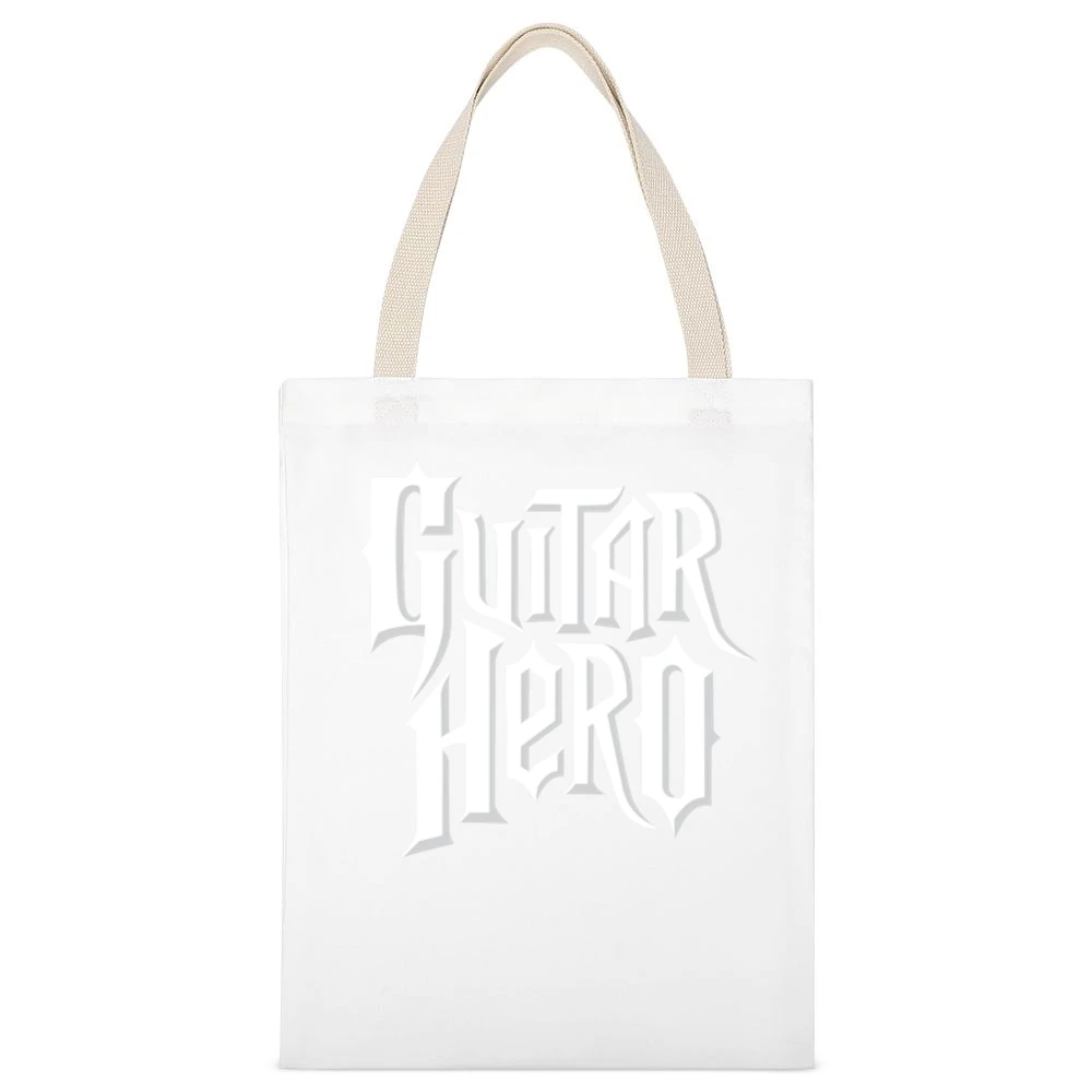Guitar Hero Music White Canvas Tote Shopping Bag