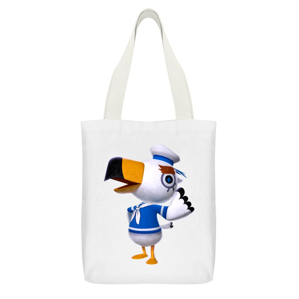 Gulliver From Animal Crossing Nintendo Character Video Game White Canvas Tote Shopping Bag With Interior Pocket