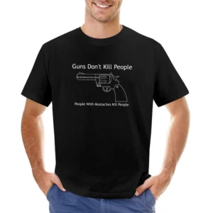 Guns Don't Kill People Mustaches Kill Funny Asian Size Men T-Shirt