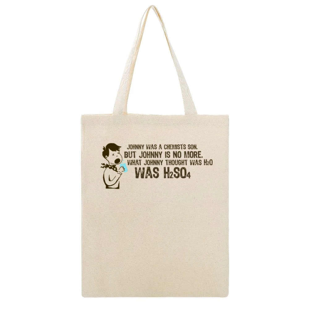 H2SO4 Beige Canvas Tote Shopping Bag