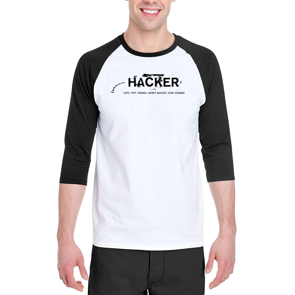 Hacker hope thats firewall works coause you are screw Men 3/4 Sleeve T-Shirt