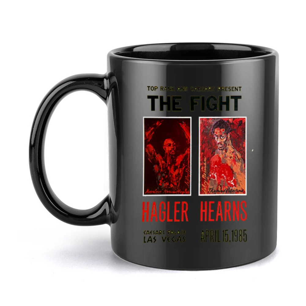 Hagler vs Hearns Boxing Fight Poster Black Mug