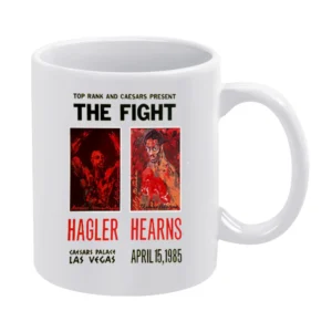 Hagler vs Hearns Boxing Fight Poster White Mug