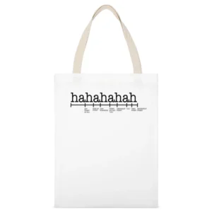 Haha Scale Of Funny Lol Text Meanings Fun Graphic Tee Shirt White Canvas Tote Shopping Bag