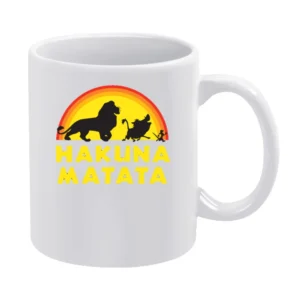 Hakuna Matata No Worries Fun Lion King Simba Graphic White Mug
