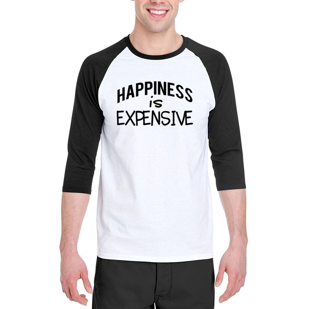 Happiness Is Expensive Fun Shopping Lover Graphic Men 3/4 Sleeve T-Shirt