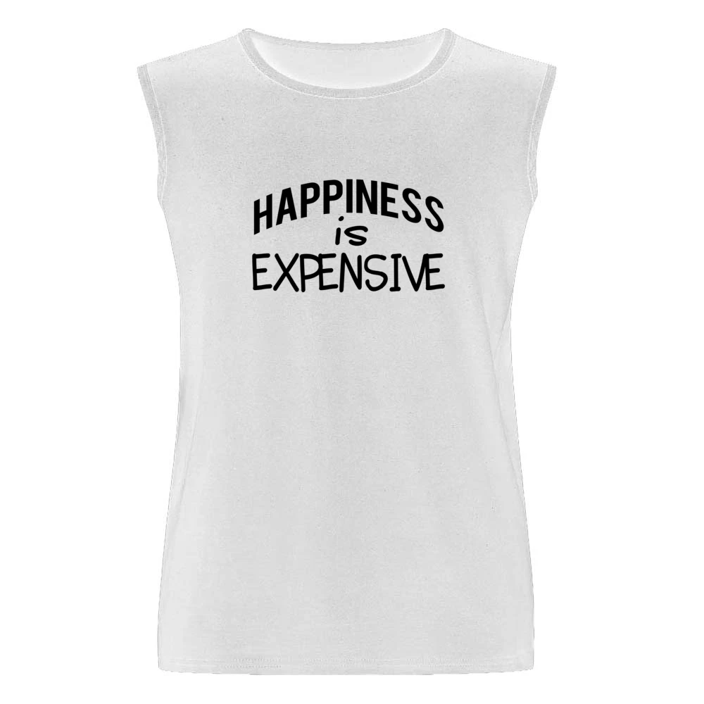 Happiness Is Expensive Fun Shopping Lover Graphic Men Sleeveless T-Shirt