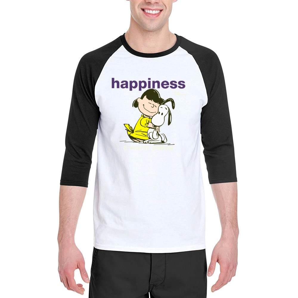 Happiness is a warm puppy - girls hugh a little dog Men 3/4 Sleeve T-Shirt