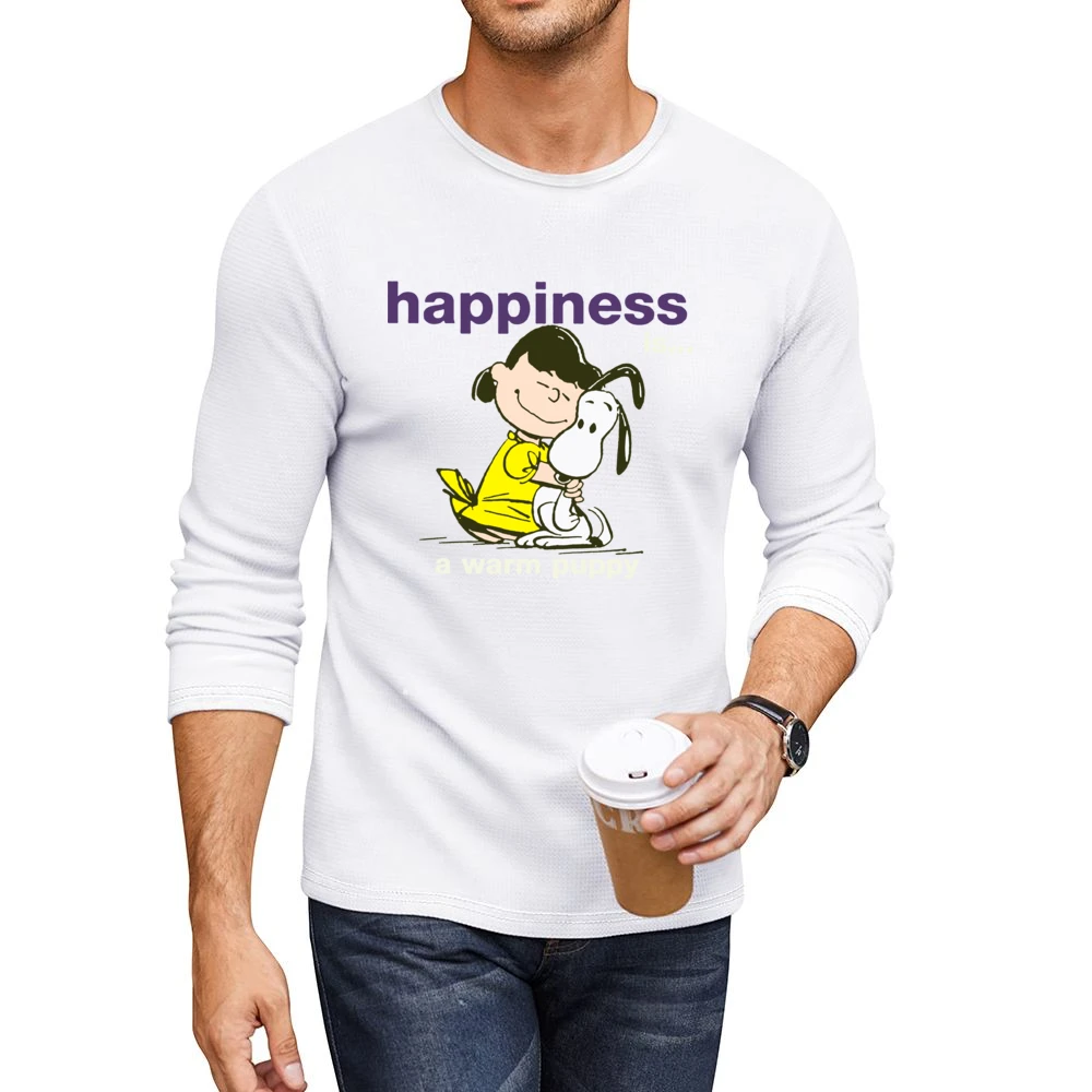 Happiness is a warm puppy - girls hugh a little dog Men CrewNeck Long Sleeve T-Shirt