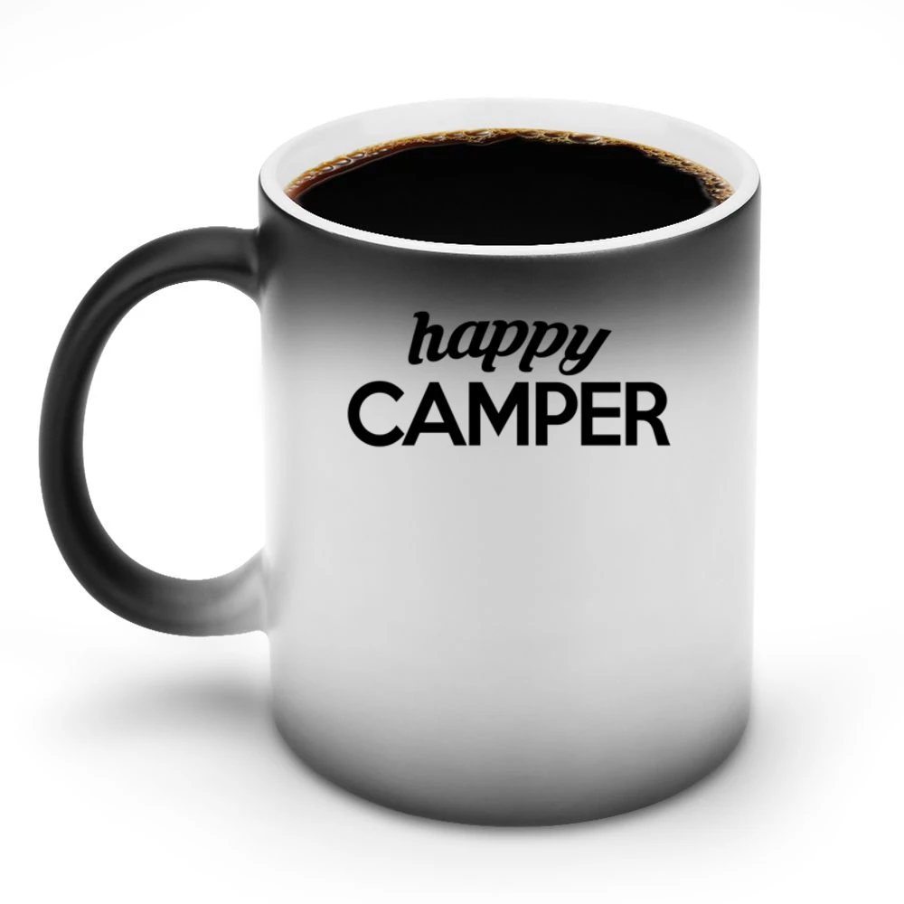 Happy Camper Fun Graphic Tee Shirt Discoloration Mug